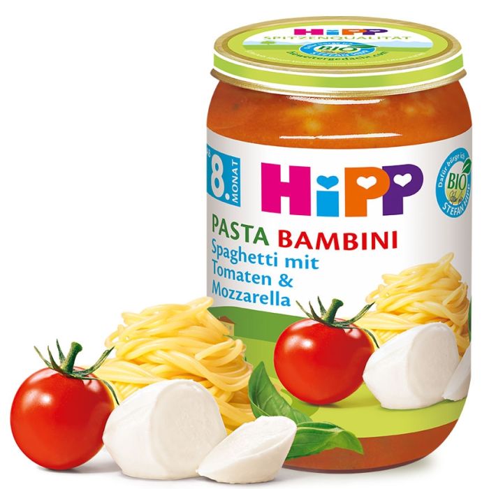 HiPP Pasta Bambini Spaghetti mit Tomaten und Mozzarella (220g)